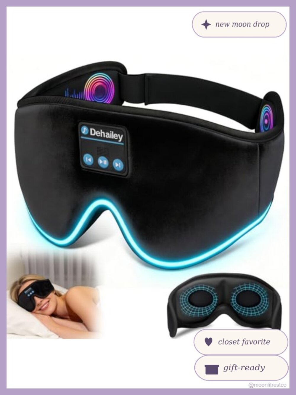 Bluetooth Sleep Mask Headphones 3D Eye Mask Blackout Adjustable Strap